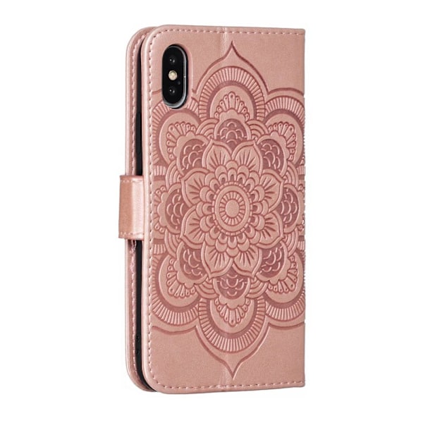 iPhone X/Xs - Mandala Läder Fodral - Roséguld Roséguld Roséguld