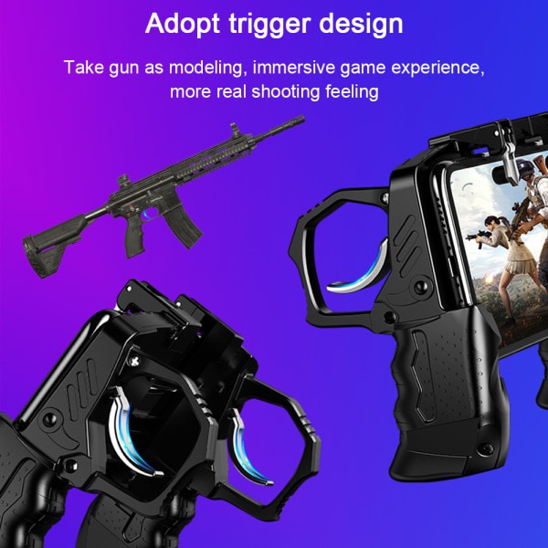 Mobilspelkontroll Trigger Fire-knappar Känslig joystick, Gamepad för 4,7-6,5 tum iPhone & Android-telefon