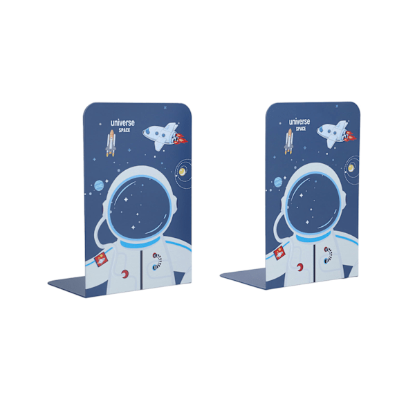 Matchande Bokstöd, Trä Bokstöd för Barn Astronaut-mönster, För Pojkar Flickor Barnkammare Eller Sovrum, Släta Kanter Halkfri Design, Tvåpack