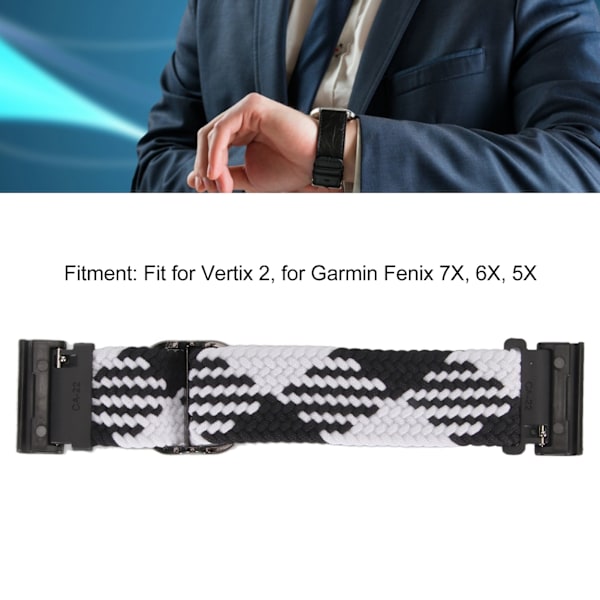 Nylon klockarmband ersättning elastisk andningsbar väv justerbar 26mm spänne klockarmband för Vertix 2 svart vit