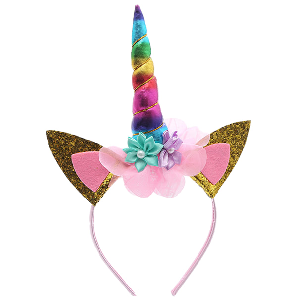 Flicka Födelsedag Outfit Kinder Guld Glitter Horn Pannband Blommor