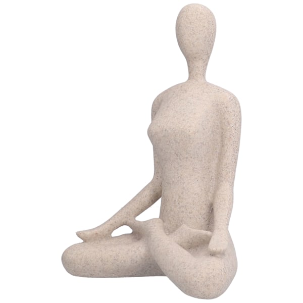 Abstrakt Tänkare Staty, Yoga Skulptur Med Unik Design Heminredning För Multi-Scenanvändning, Skrivbordsdekor I Harts I Sandstensfärg, Perfekt Gåva För