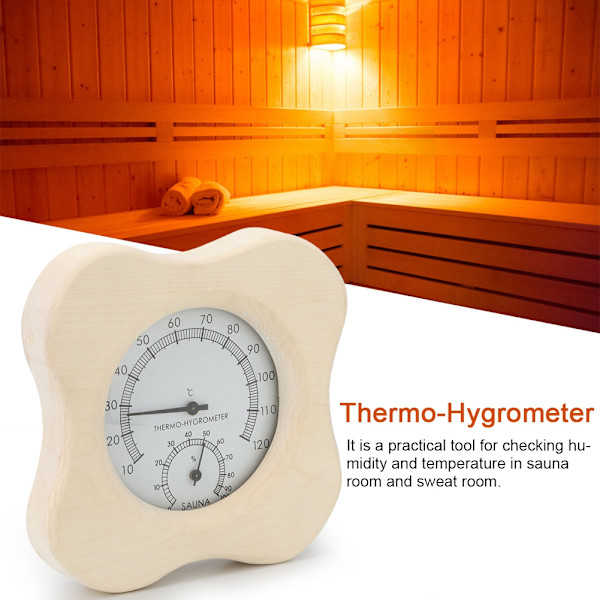 Basturum 2 i 1 Trä Termo Hygrometer Termometer Hygrometer Ångbastu Tillbehör