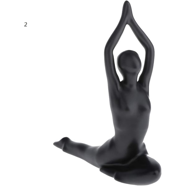 Enkel figur kreativ keramisk prydnad, keramisk flicka figurer yoga abstrakt svart modell kvinna staty statyetter prydnader kontor hem