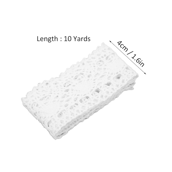 Spetsband DIY Bomulls Nät 4cm Bredd 10 Yards Utsökt Tyg Spets Trim för Gardin Kläder Duk Present Dekoration Vit