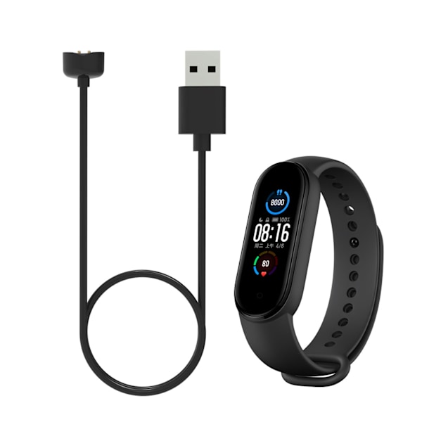 Laddningsersättning för Xiaomi Mi Band 5 6 7 NFC Smartwatch USB Magnetisk Laddningssladd för Amazfit Band 5 3,3ft Svart