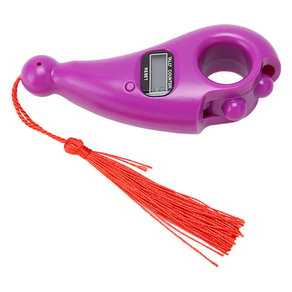 Digital Pärlräknare LCD Lågbrus Automatisk Avstängning Digital Buddha Pärlräknare med Tassel för Meditation Finger Rörelse Lila
