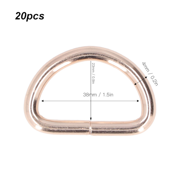 20 st D-ringar 4x38x23mm Stark struktur Brett använd Elegant utseende DIY-hantverk för väskor Plånböcker ArmbandGuld