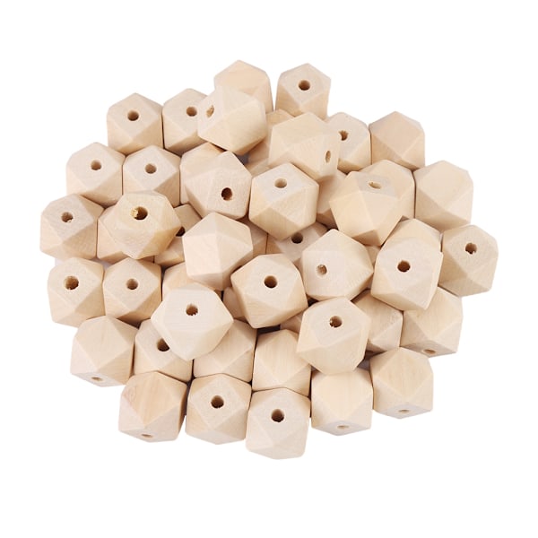 50 st ofärgade geometriska polyeder fasetterade träpärlor DIY-tillbehör 20 mm
