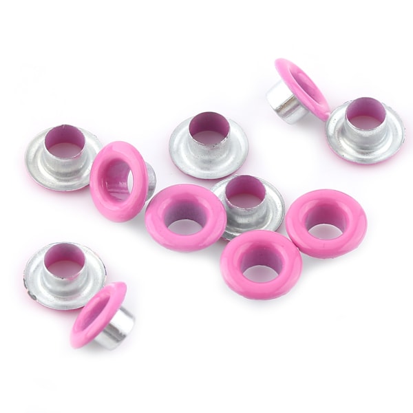 100 set 5 mm metalliska scrapbooking-öljetter spänne läderhantverk klädtillbehör (fuchsia)