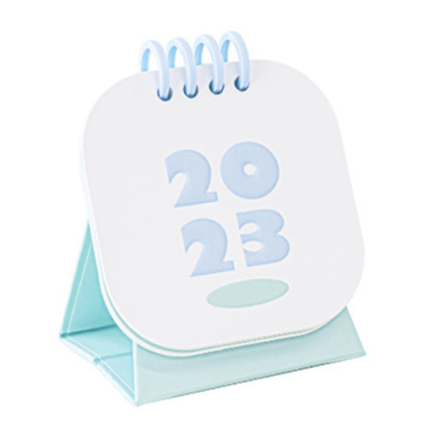 2023 Mini Skrivbordskalender Stående Vändspole Bindning Skrivbordskalender Söta Månadsschema Planerare för Hem Sovrum Fyrkant Grön