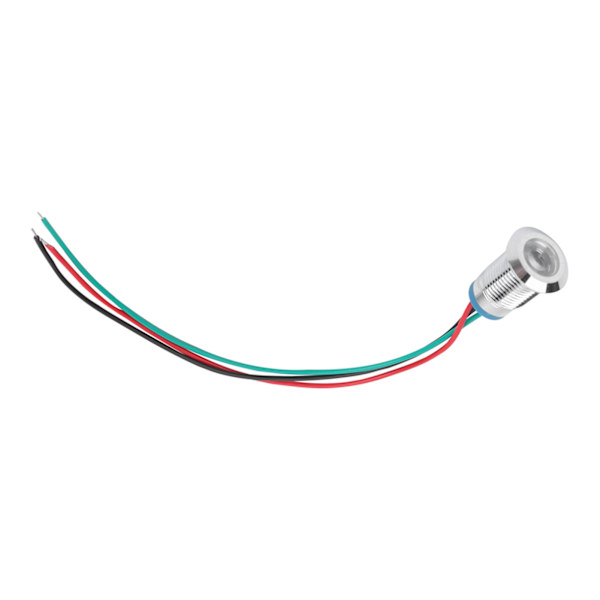 4 Set Förtrådade Runda LED-lampor Vattentäta Metall 2-färgsindikatorer Gemensam Katod 12mm 1224V (Röd och Grön)