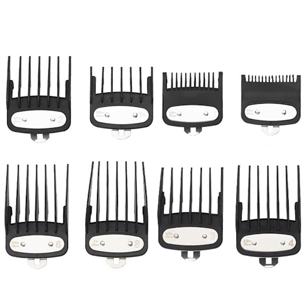 8-pack klippskydd, klippguider kompatibla med Wahl-klippare - från 1/16 tum till 1 tum (1,5-25 mm)
