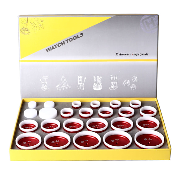 Urpressverktygsset 24 Dyser Reparationskit Professionell Förhindra Repor Metall Ur Baksida Fodral Pressverktyg