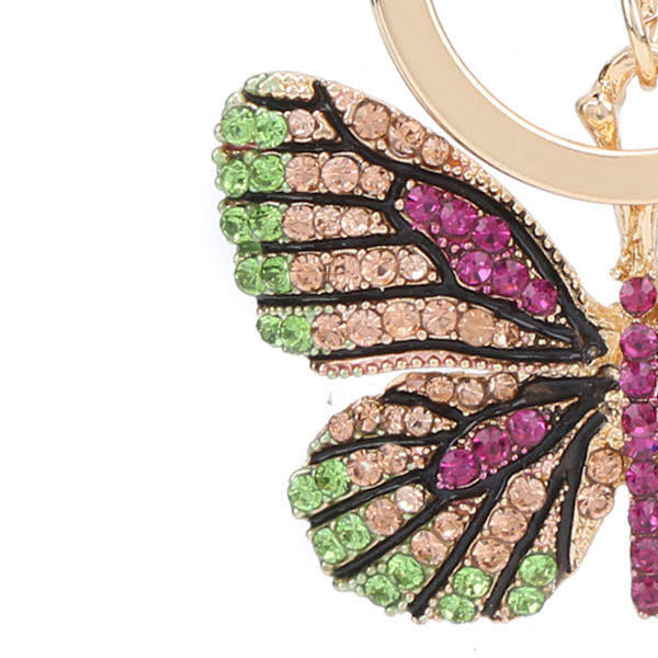 Nyckelring Fjäril Zinklegering Rhinestone Bling Bling Modehänge för Ryggsäck Plånbok Röd Violett