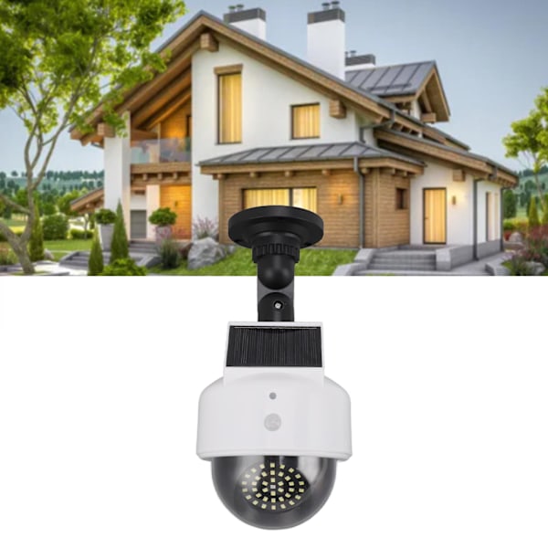 Solcellsdriven Attrapp Kamera Säkerhet Utomhus Solenergi Simulerade Övervakningskameror med Blinkande Rött LED-Ljus för Inomhus Utomhus