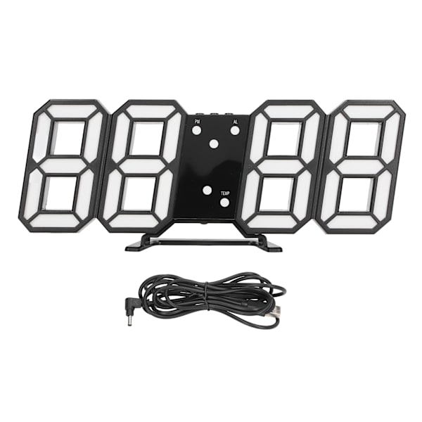 3D LED Digital Klocka Intelligent Röststyrning Tid Datum Temperatur Visning Automatisk Ljusstyrka Justering Klocka Svart Skal Röda Bokstäver