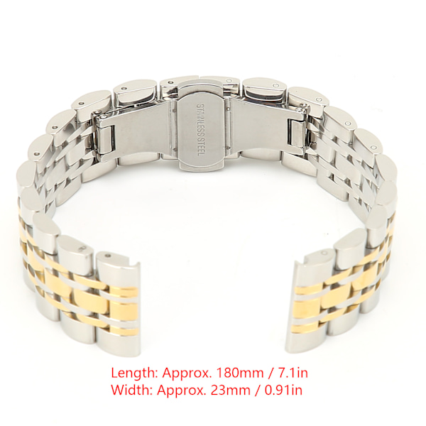Exklusivt och elegant klockarmband i rostfritt stål, ersättningsarmband för klockor, delar, tillbehör 23 mm / 0,91 tum