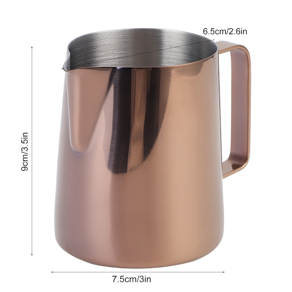 Kaffe latte mjölkskummare kanna kaffetillverkningsverktyg Tillbehör utan skala 350 ml roséguld