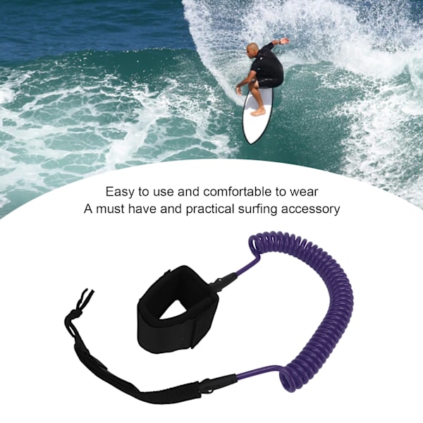 7mm 10Ft Surfing Foot Rope Justerbar Elastisk TPU Surfboard Benrem Stand Up Paddle LeashLila