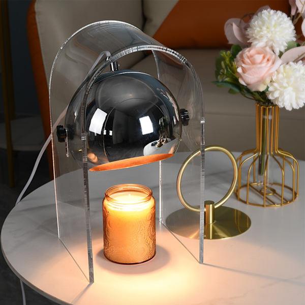Ljusvaxsmältare Lampa Timing Svart Akrylglas Elektrisk Ljusvaxsmältare Ljus för Sovrum Hem EU-kontakt
