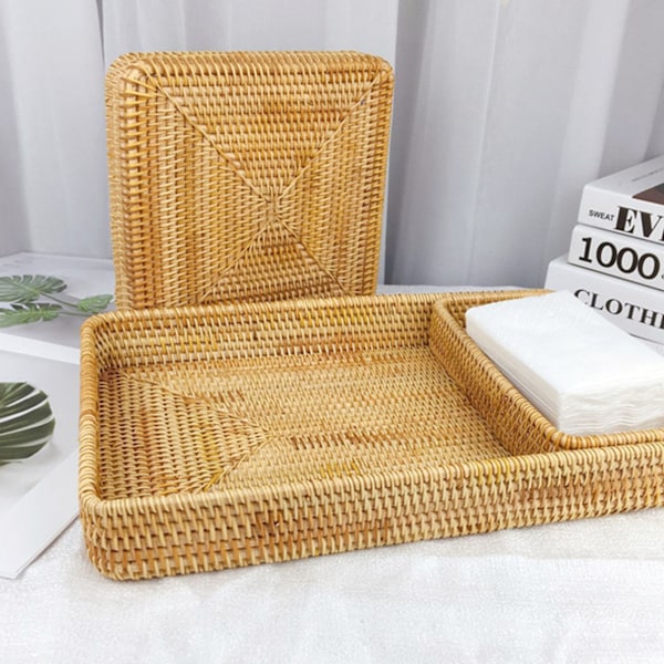 Elegant Handvävd Serveringsbricka i Rattan, Naturligt Slitstarkt Material För Ökad Hållbarhet Och Mångsidighet