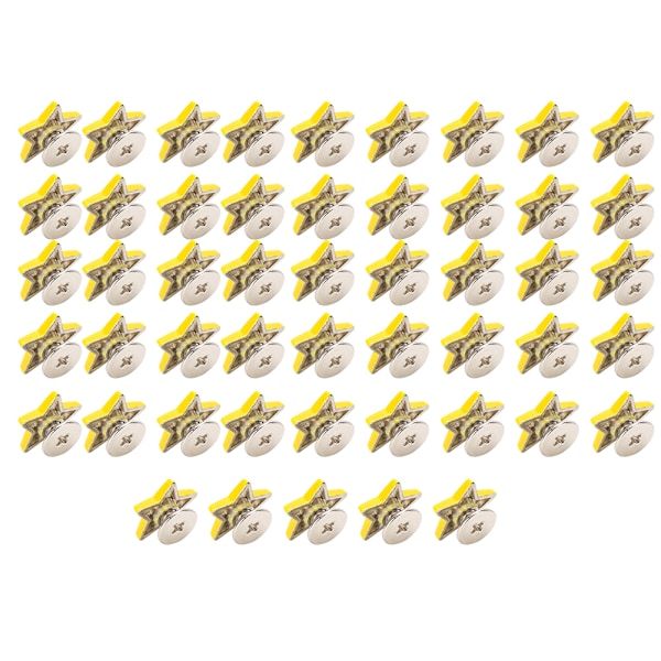 50 set stjärnrivetskruv zinklegering väskor kläder skor bälten DIY platt knapp 12mm gul