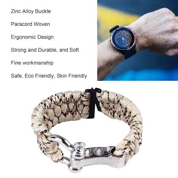Ersättningsarmband Klocka Vävt Band Nylon Paracord Vävt Handgjort Klockarmband för Suunto 7 9 D5i 24mm Desert
