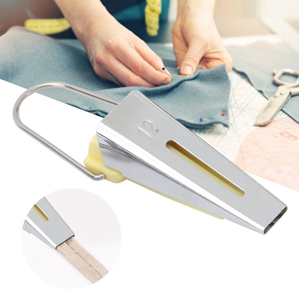Tejptillverkare 5 storlekar tygbandstillverkare maskin set DIY quiltning fållverktyg kit för hushåll 12MM gul