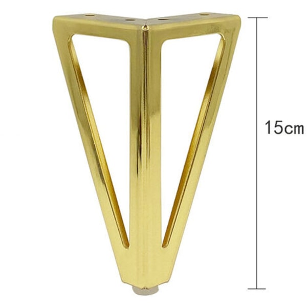 4x Guld Triangulära Metallbordsben 15cm Modern Stil Möbler Fötter för Skåp Soffor Säng