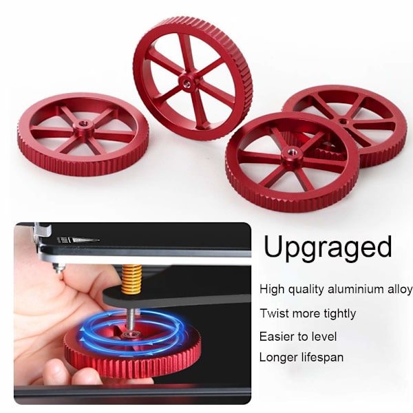 Sats med 4 creality aluminium-utjämningsmuttrar med 4 tryckfjädrar för varm bädd Ender 3/3 Pro, Ender 5/5 Plus / Pro, CR-10, CR10S / 10S Pro, CR 20