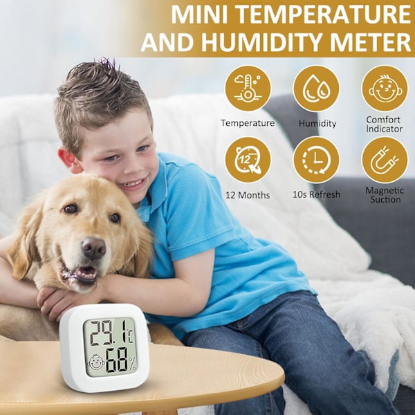 4-pack inomhus termometer mini termometer hygrometer hög precision temperatur hygrometer monitor med bekväm luftikon för kök barnrum