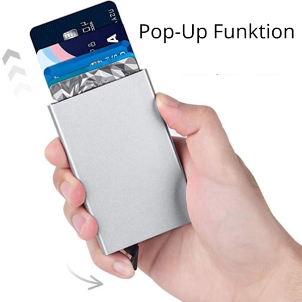 RFID-Säker Korthållare Plånbok med Pop-Up Funktion Silver
