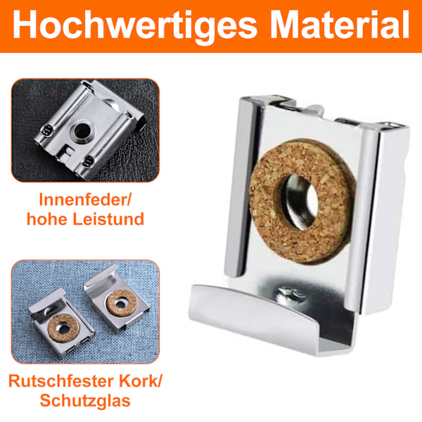 Spegelfäste, 4-pack järnfjäderbelastade spegelfästen, spegelklämma, glasklämma, justerbart klämfäste, spegelklämma, spegelhållare, vägg