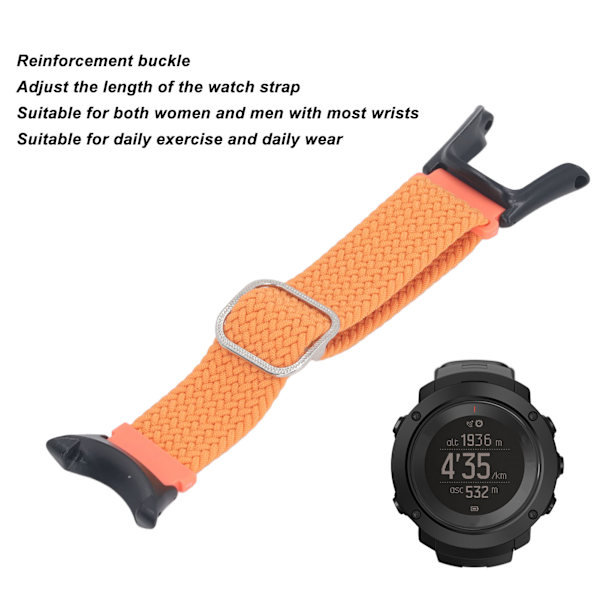 Vävd Nylon Klockarmband Tvättbart Justerbar Storlek Snabbkoppling Klockarmband för Suunto Ambit 1 2 2S 2R 3 Sport 3 Peak Orange