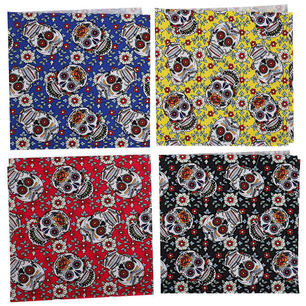 4 st bomullstyg 4 färger punk skalle mönster DIY handgjord lapptäcke sömnad hantverk 50x50cm