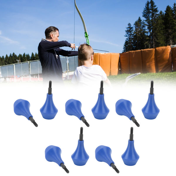 10 st pilspetsar för pilbåge, säkerhetsspetsar för pilbåge, skruvas i, nylon, pilbågstillbehör för jakt, viltträning, barn, vuxna, blå