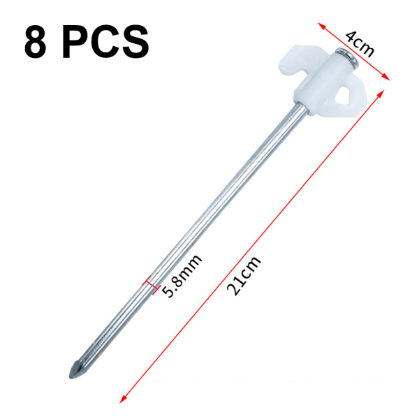 Ståltältpinnar med fluorescerande stopp för att sätta upp campingtält och tak