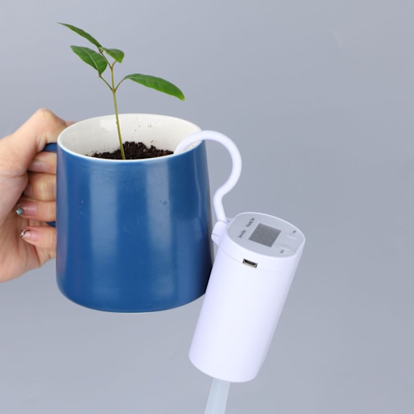 DIY Automatisk Droppbevattningskit Inomhus Vattningssystem för Krukväxter Inomhusväxter Självbevattningssystem med Timer Vit Stöd för 2 Krukspridare