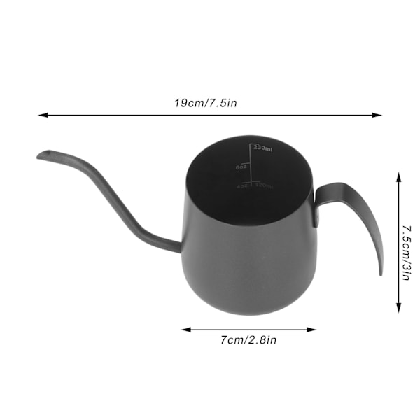 Kaffe Vattenkokare Rostfritt Stål Svanhals Tjock Bekväm Handtag Kaffe Droppkanna Med Skala 250ml