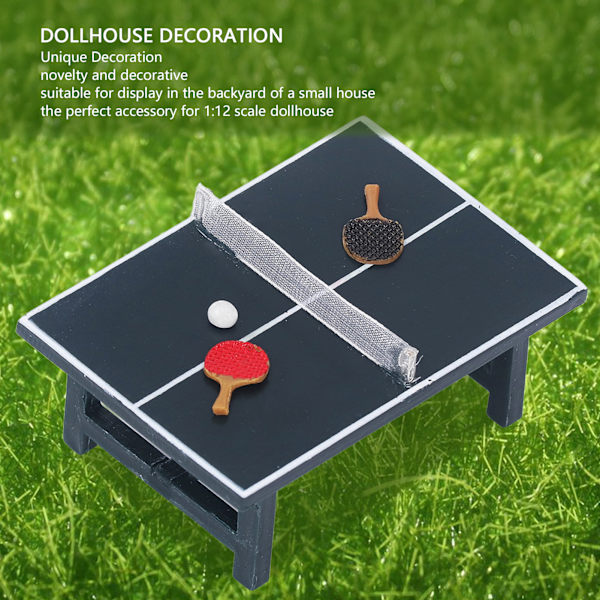 Bordtennisset i miniatyr för dockhus i skala 1:12
