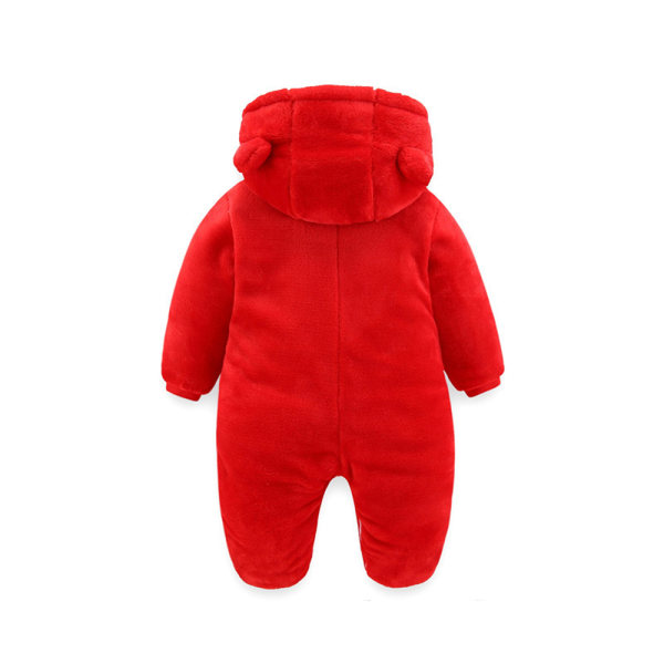 Baby overall baby sparkdräkt flanell vinter overall med fötter huva tecknad, khaki 9-12 månader