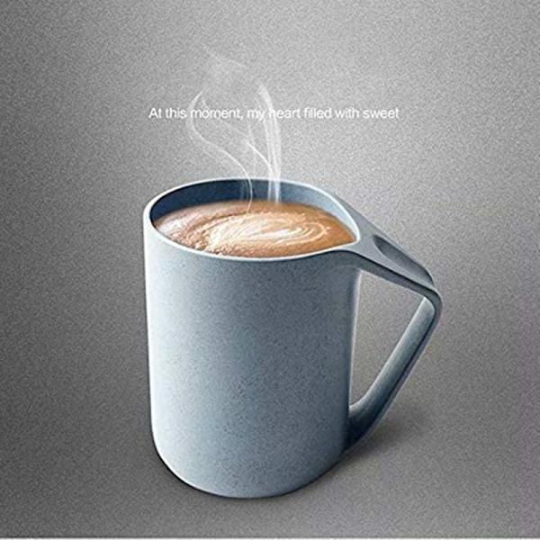 Retro mugg gjord av miljövänligt vetestraw, lätt, biologiskt nedbrytbar, plastmugg för vatten, kaffe, mjölk, te,