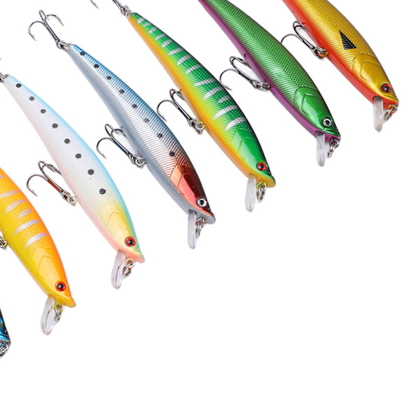 7 st fiskebete kit flytande mört simulering fiskebete tackle 11g per bete för sötvatten långskott