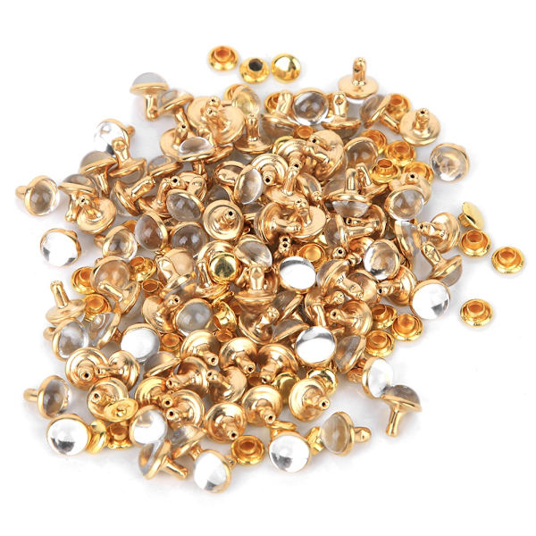100 set 7,5 mm halvrunda dekorativa nitar DIY kläder väskor dekoration tillbehör (transparent)