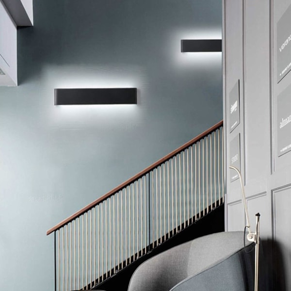 Svart LED-vägglampa inomhus 14W vägglampa kall vit 6000K modern design väggbelysning för sovrum vardagsrum trappor korridor 220V