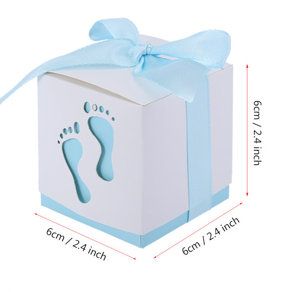 50 st söta baby footprint pappersgodisbox bröllop baby shower present godisbox (blå)