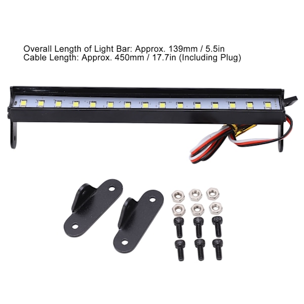 1/10 RC Takljusramp Universell Vitt Ljus RC Crawler Ljusramp med 15 LED-lampor Fästen för 1/10 RC Bil