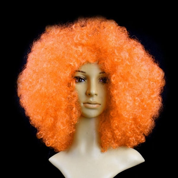 Svart Afro Lockig Peruk Färgglada peruker ORANGE orange orange