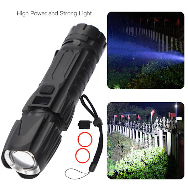 USB-laddningsbar ficklampa Bärbara lampor Utomhusficklampa med LED-skärm XHP90